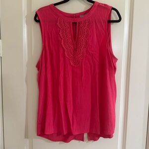 Daniel Rainn Coral Sleeveless Blouse with Lace Accent